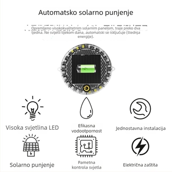 Okružna solarna LED svjetiljka za upozorenje s magnetnom bazom, bežična ugradnja, 2W, 12V, za automobile, kamione, motocikle, električna vozila i bicikle