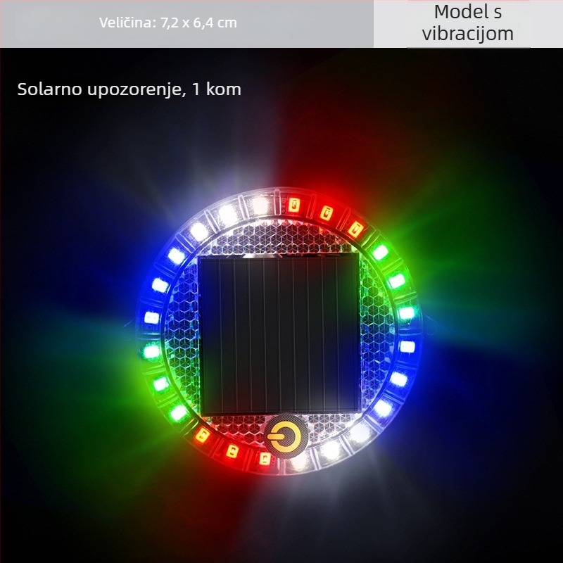 Okružna solarna LED svjetiljka za upozorenje s magnetnom bazom, bežična ugradnja, 2W, 12V, za automobile, kamione, motocikle, električna vozila i bicikle