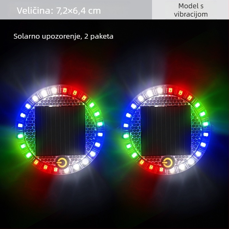 Okružna solarna LED svjetiljka za upozorenje s magnetnom bazom, bežična ugradnja, 2W, 12V, za automobile, kamione, motocikle, električna vozila i bicikle
