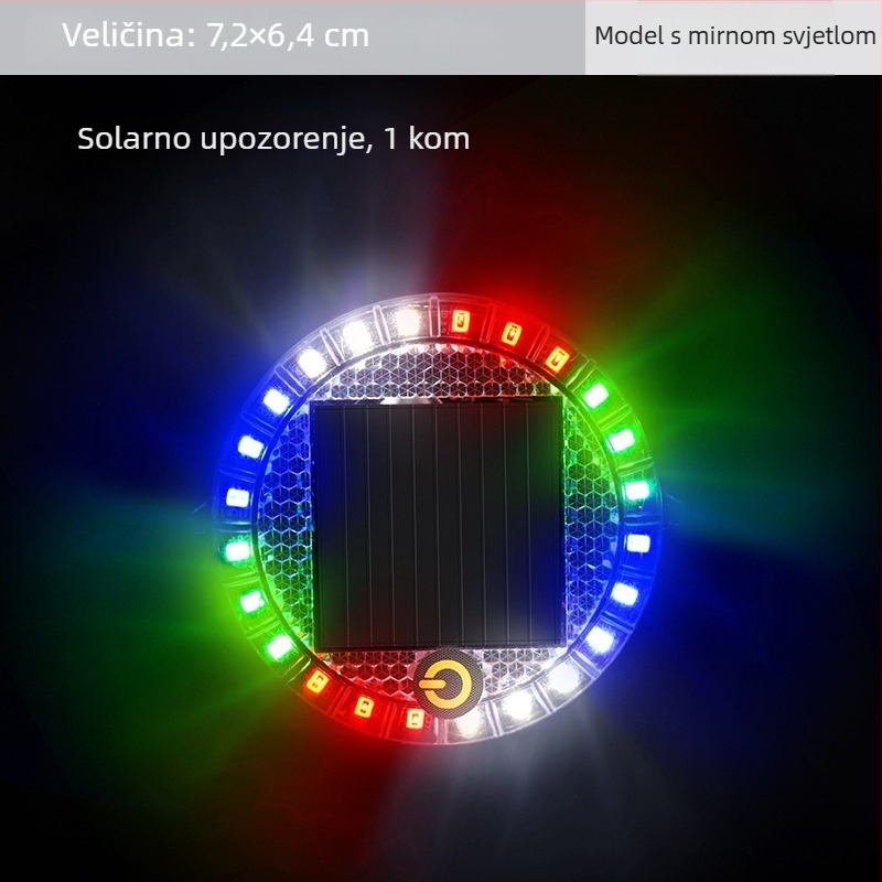 Okružna solarna LED svjetiljka za upozorenje s magnetnom bazom, bežična ugradnja, 2W, 12V, za automobile, kamione, motocikle, električna vozila i bicikle