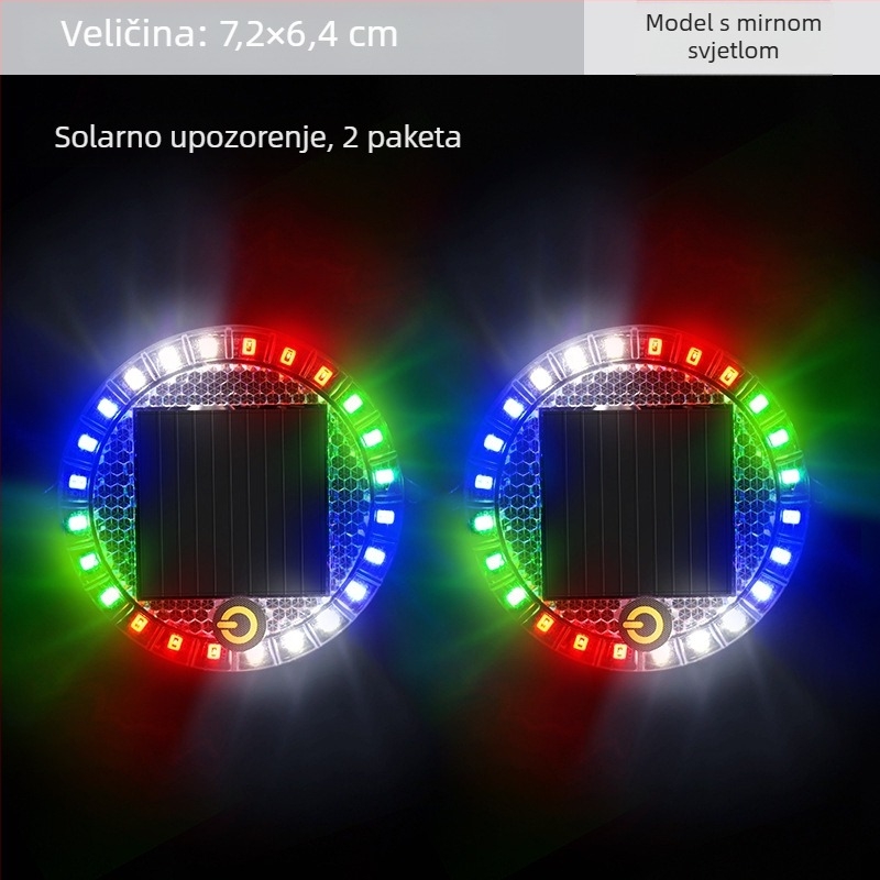 Okružna solarna LED svjetiljka za upozorenje s magnetnom bazom, bežična ugradnja, 2W, 12V, za automobile, kamione, motocikle, električna vozila i bicikle