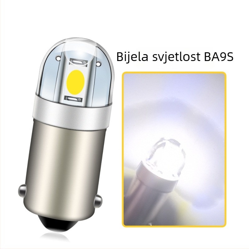 Automobilska LED lampica za čitanje BA9S/T10, 3030 2SMD, okrugla glava, 12V, visoka jasnost osvjetljenja registarske pločice