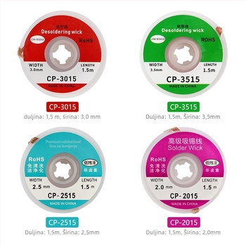 Set alata za desoldering: Žica za usisavanje spajki, Traka s niskim ostatcima, Alat za uklanjanje BGA pločica; Marka Record Work; Materijal sandalwood; Serija Other