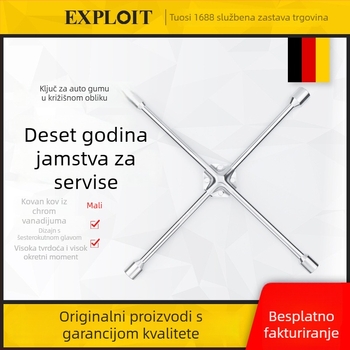 Križni šuplji ključ za demontažu i ugradnju guma, CR-V materijal, kromirani premaz, marka Exploit/Explore
