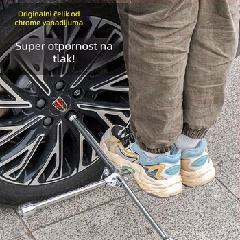 Križni šuplji ključ za demontažu i ugradnju guma, CR-V materijal, kromirani premaz, marka Exploit/Explore