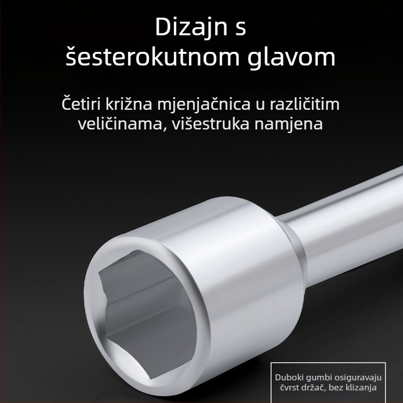 Križni šuplji ključ za demontažu i ugradnju guma, CR-V materijal, kromirani premaz, marka Exploit/Explore