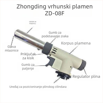 Goruća mlaznica s kartridžnim plinom – za BBQ paljenje i zavarivanje – tijelo od bakrene legure