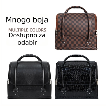 Korejski stil kozmetička torba s velikim kapacitetom, PU materijal, višeslojna kutija za šminku i alate za nokte, s kotačićima i zatvaranjem na zip