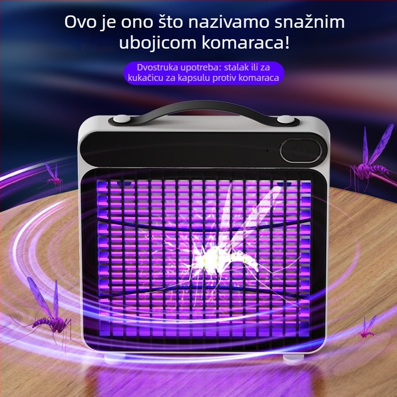 Lampa za uništavanje komaraca električnim šokom, USB punjiva, zidna, fotokatalitski mamac, pokrivenost do 10 m²