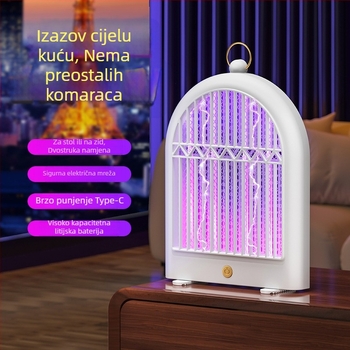 Lampa za ubijanje komaraca električnim šokom – punjiva, za unutarnju i vanjsku upotrebu, LED svjetlo, ugrađena baterija 1001–1600 mAh