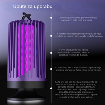 Wear heart Lampa za ubijanje komaraca za kućnu upotrebu – UV lampa, pokrivenost 11–20 m², PP kućište, dimenzije 11,1×11,1×21,5 cm, izravno napajanje