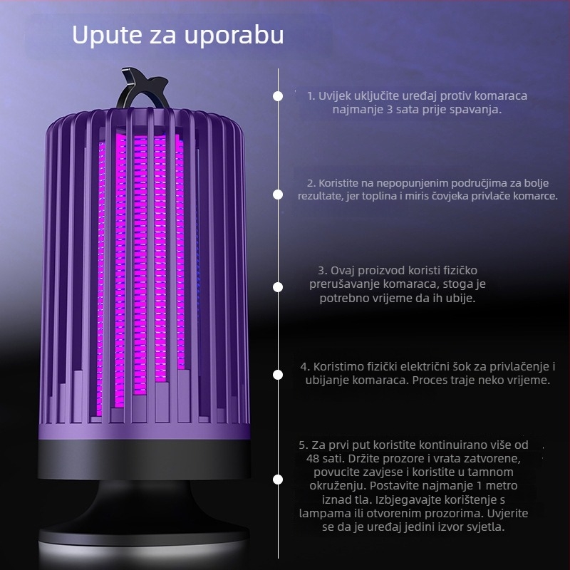 Wear heart Lampa za ubijanje komaraca za kućnu upotrebu – UV lampa, pokrivenost 11–20 m², PP kućište, dimenzije 11,1×11,1×21,5 cm, izravno napajanje