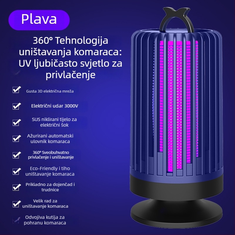 Wear heart Lampa za ubijanje komaraca za kućnu upotrebu – UV lampa, pokrivenost 11–20 m², PP kućište, dimenzije 11,1×11,1×21,5 cm, izravno napajanje