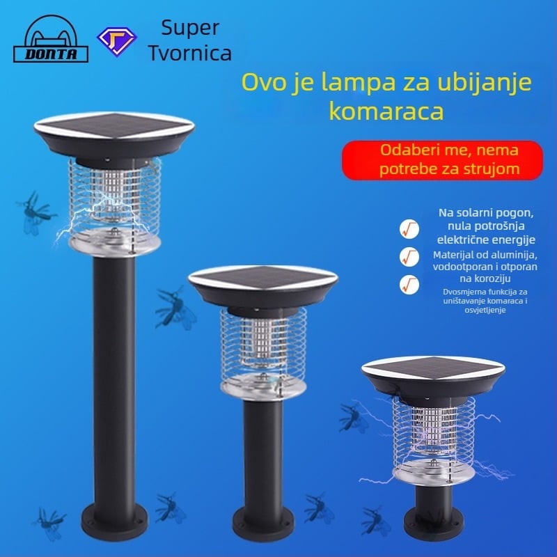 Vanjska lampa za ubijanje komaraca s električnim šokom – vodootporna, okretna LED lampa za dvorište do 10㎡, aluminijsko kućište