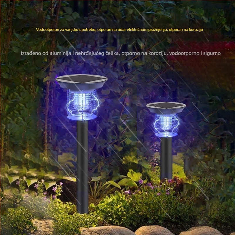 Vanjska lampa za ubijanje komaraca s električnim šokom – vodootporna, okretna LED lampa za dvorište do 10㎡, aluminijsko kućište