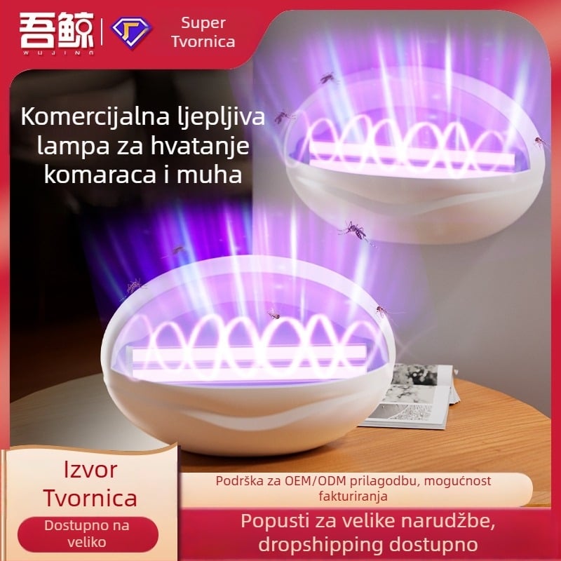 Zidna lampa za hvatanje komaraca sa ljepljivim lovom, dvije UV cijevi, napajanje iz utičnice, pogodna za 61 m² i više