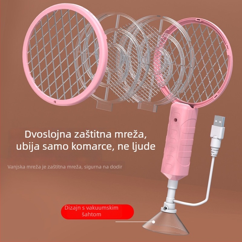 Električni ubijač komaraca s UV lampom, 360° rotacija, aluminijska mreža, netoksičan, podesiva brzina