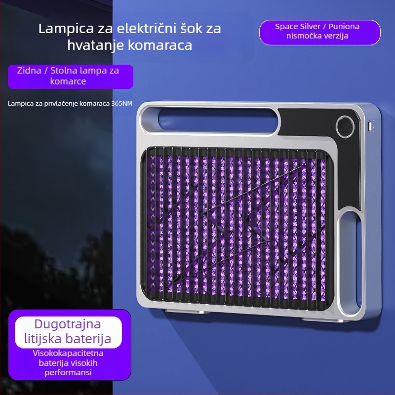 Električni šok lamp za ubijanje komaraca s UV lampom, pokrivenost do 10 m², ugrađena baterija 1600 mAh, USB punjenje