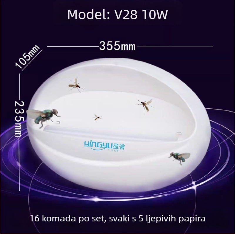 Ljepljiva lampa za komarce, zidna, model V18, pokrivenost 61 m² i više, rotacija 0–180°, uništavanje komaraca ventilatorom
