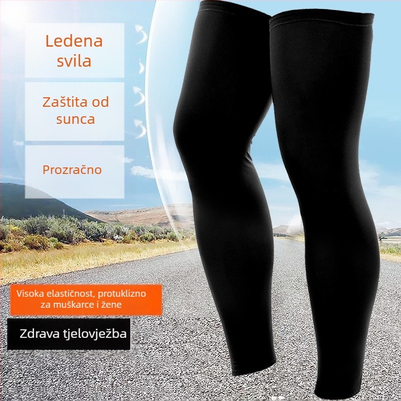 Leg rukav za nogu – zaštita od sunca, hlađenje Ice Silk, jastučić za koljeno, za trčanje i vožnju biciklom; materijal: poliester; prilagodljivo obrađivanje; licencirana privatna oznaka