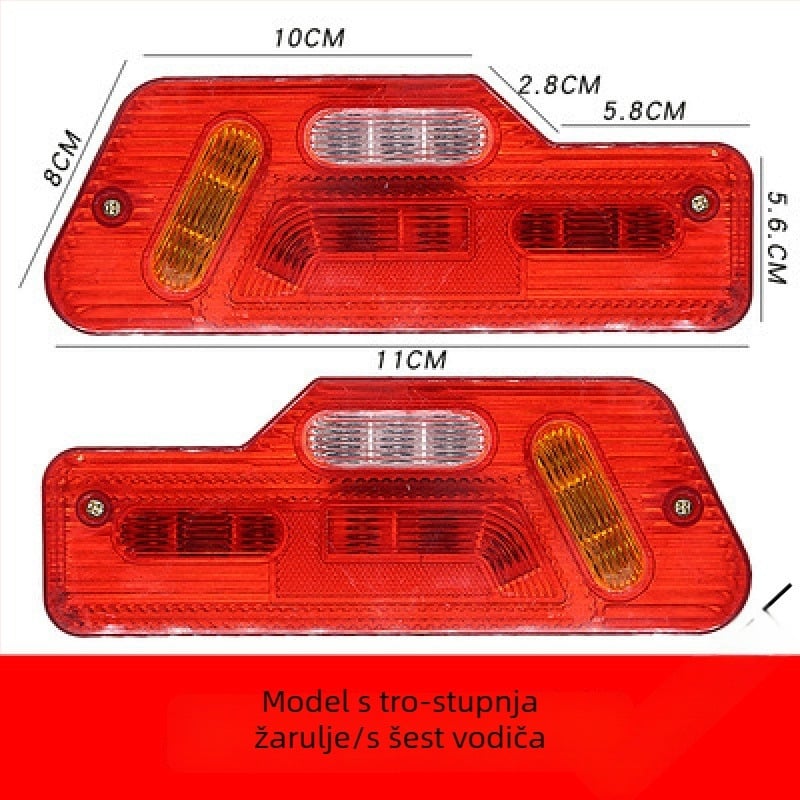Električna zadnja svjetiljka za električni tricikl s kočnicom, LED pokazivačem smjera i vozačkim svjetlom, 12–60V