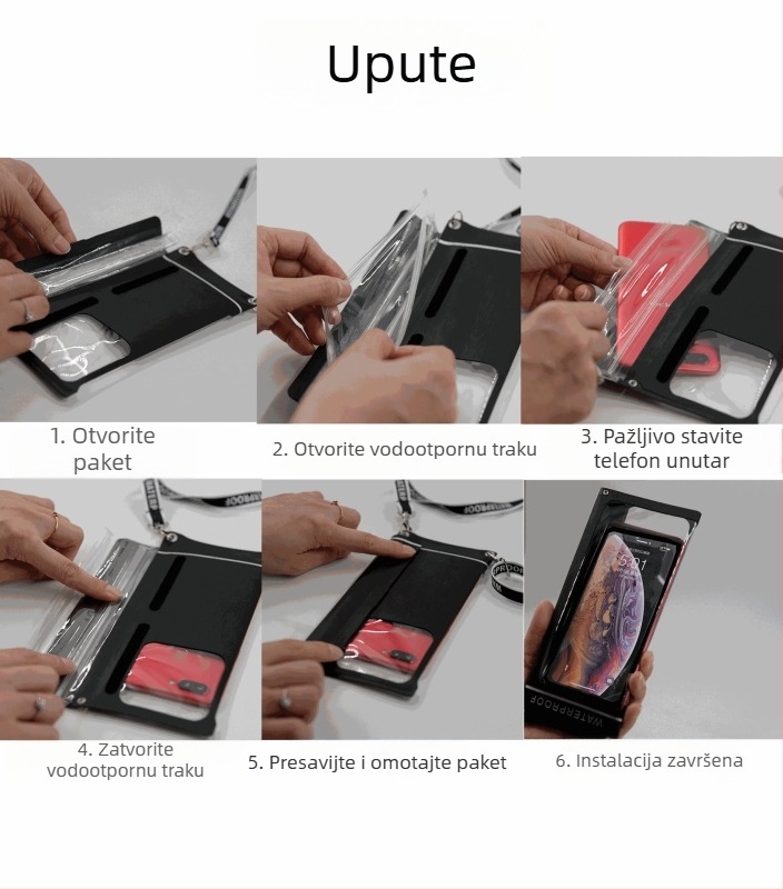 Vodootporna TPU torbica za telefon, prozirna, s dodirnim zaslonom, za plivanje i ronjenje, kapacitet 6.9