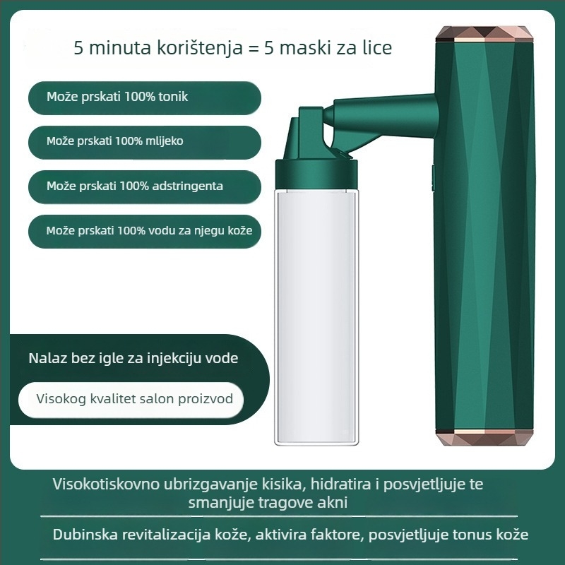 Ručni uređaj za oksigenacijsku injekciju i hidrataciju lica parom — prenosni uređaj za nadopunu vode, IPX7 vodootporan, ugrađena baterija 300–500 mAh, CE/FCC/ROHS certifikat