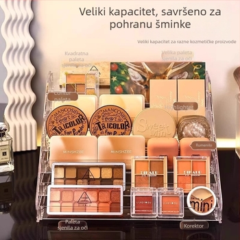 Plastični 5-slojni stalak za kozmetiku s pretincima – Brand Friendly