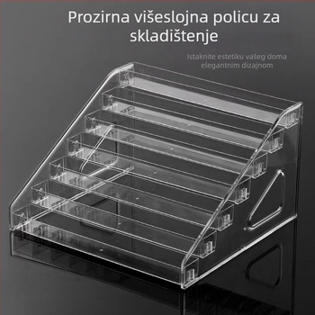 Plastični 5-slojni stalak za kozmetiku s pretincima – Brand Friendly
