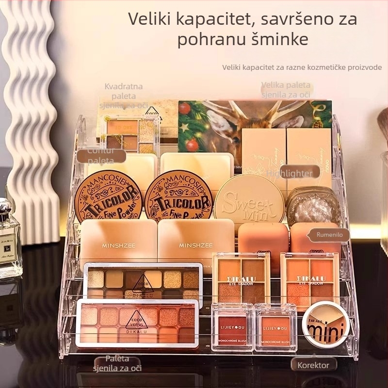 Plastični 5-slojni stalak za kozmetiku s pretincima – Brand Friendly