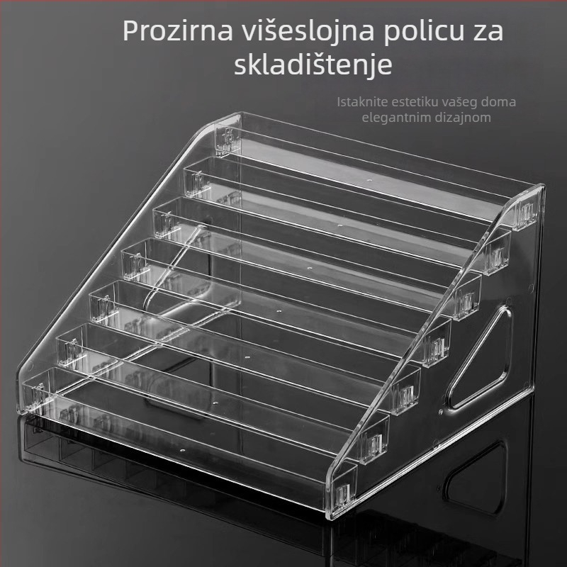 Plastični 5-slojni stalak za kozmetiku s pretincima – Brand Friendly