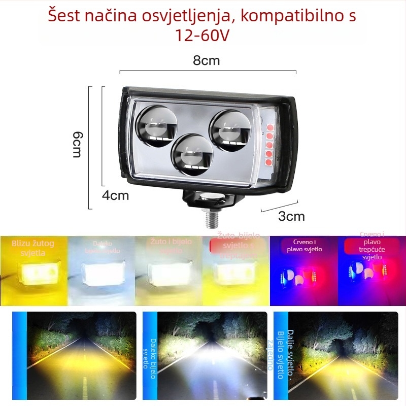 LED reflektor s tri strane za automobile, kamione i poljoprivredna vozila, 12–60V, 20W, vodootporan