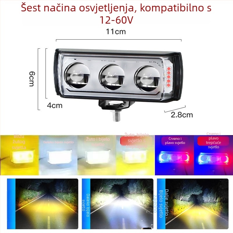 LED reflektor s tri strane za automobile, kamione i poljoprivredna vozila, 12–60V, 20W, vodootporan