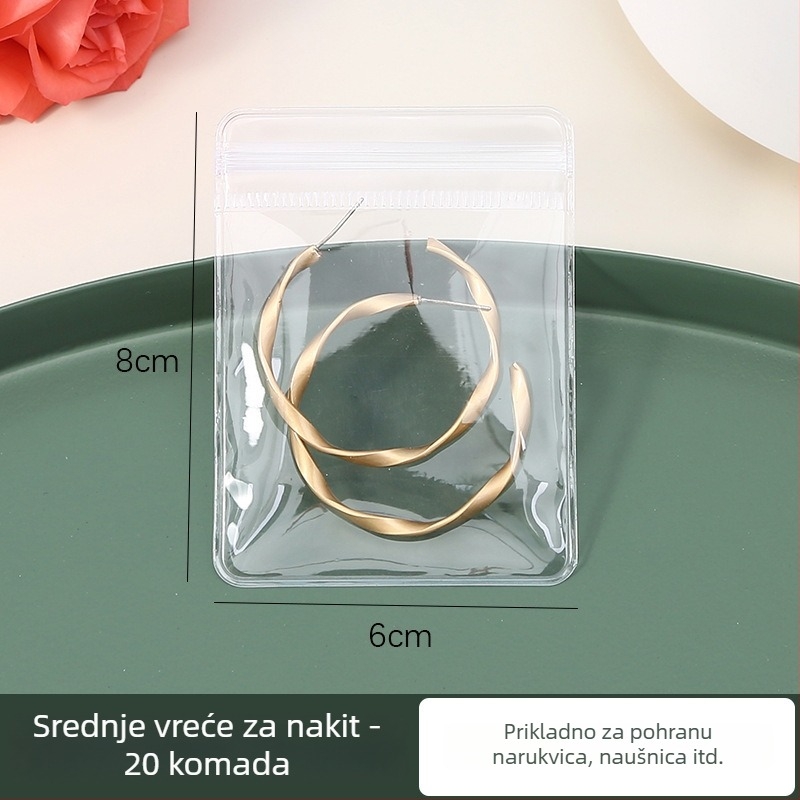 Kutija za pohranu nakita za naušnice, prstenje i lančiće (PVC; višenamjenska, prijenosna, otporna na prašinu, antioksidativna) stolna upotreba, 1 sloj, putno spremanje