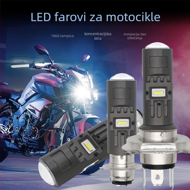 Motociklističko LED spot svjetlo prednje svjetlo s lećom H4/BA20D/P15D, 15W, 1500LM, 12-80V, 1860LED izvor svjetla, kućište od avionskog aluminija