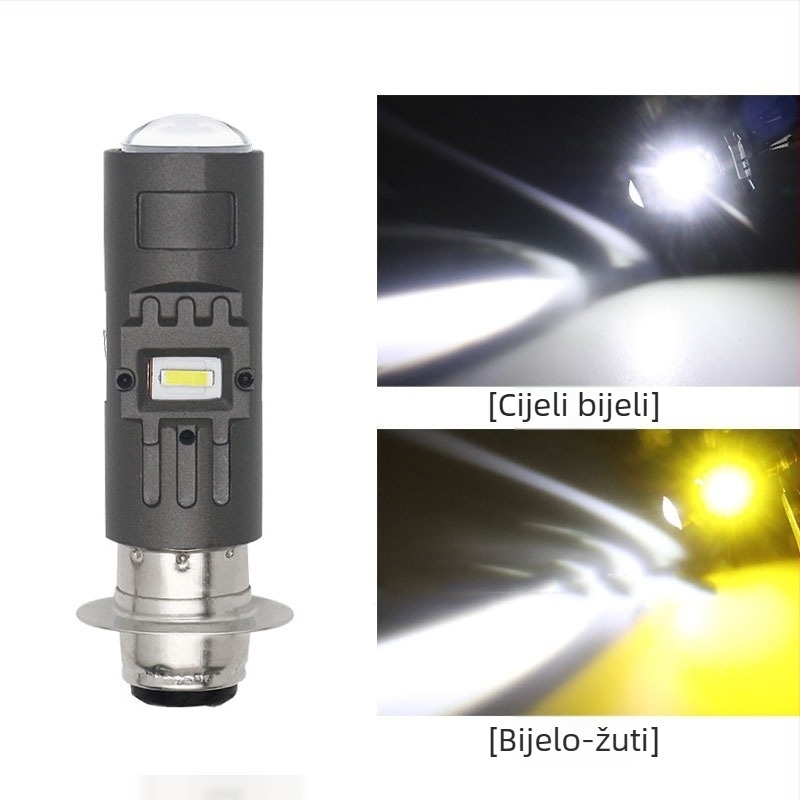 Motociklističko LED spot svjetlo prednje svjetlo s lećom H4/BA20D/P15D, 15W, 1500LM, 12-80V, 1860LED izvor svjetla, kućište od avionskog aluminija