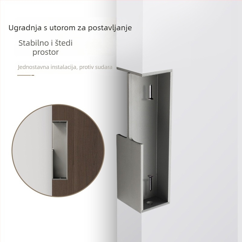 Držač za sklopna vrata, aluminijska legura, kovano, površinska montaža, moderan minimalistički stil za vrata ormara
