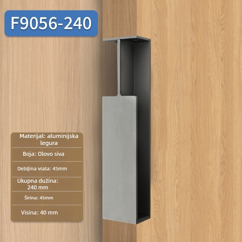 Držač za sklopna vrata, aluminijska legura, kovano, površinska montaža, moderan minimalistički stil za vrata ormara