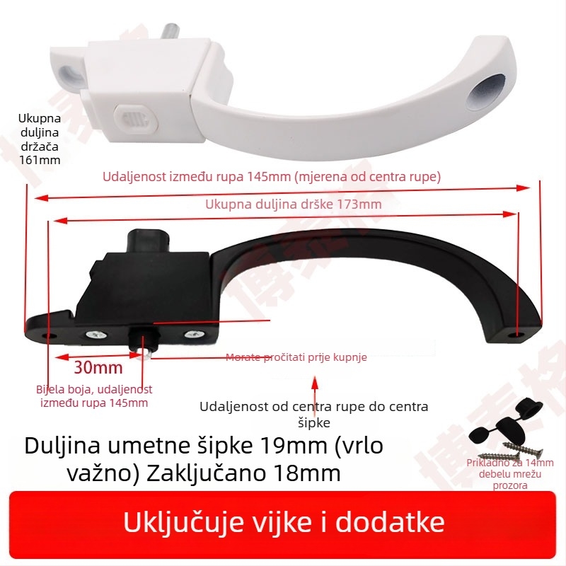 Kvaka za zaključavanje prozorske mreže – aluminijska legura, PT0022, Botel (Materijal: aluminijska legura; Model: PT0022; Marka: Botel; Namjena: King Kong mrežasta drška; Premaz: sprej boja)
