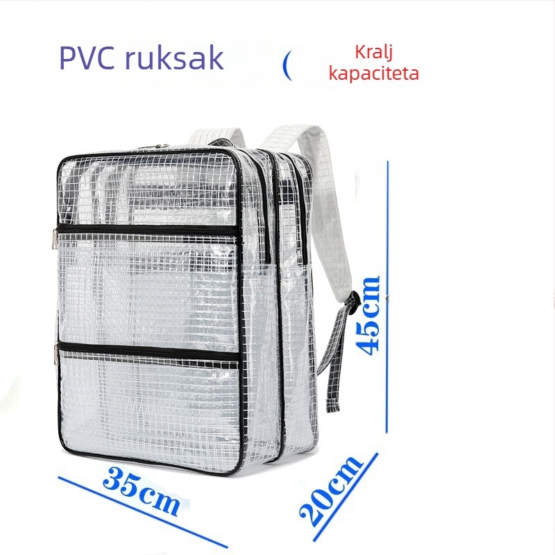 Antistatički PVC proziran mrežasti ruksak za poslovna putovanja (Materijal: PVC; Uzorak: Proziran; Stil: Poslovno putovanje; Spol: Unisex; Namjena: Poslovno putovanje)