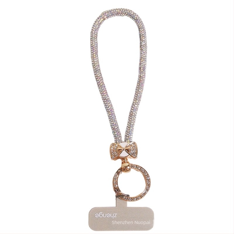 Kabl za telefon s dijamantnom mašnicom i geometrijskim privjeskom, ručna izrada, višefunkcionalno, Jane grids