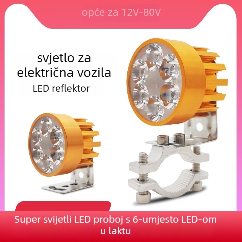 Faro za motocikl i električni bicikl - Ultra jarko LED svjetlo, Stil 01, 6W, 12V, kućište od aluminijske legure