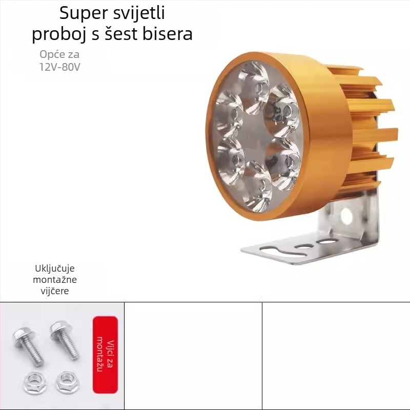 Faro za motocikl i električni bicikl - Ultra jarko LED svjetlo, Stil 01, 6W, 12V, kućište od aluminijske legure