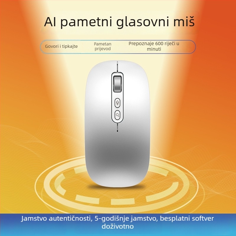 Bežični miš Bluetooth i 2.4G, dvostruki režim, 4000 DPI, 5 tipki, punjiv, ergonomski dizajn