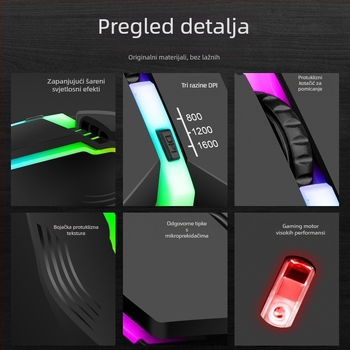 X3 žičana optička gaming miš USB, 1000 DPI, 4 tipke
