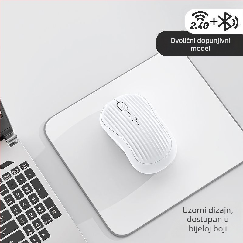 Bluetooth bežični miš za Huawei notebook — 2,4G + Bluetooth, 1600 DPI, ponovno punjiv, tih rad, USB napajanje (uključen kabel za punjenje)