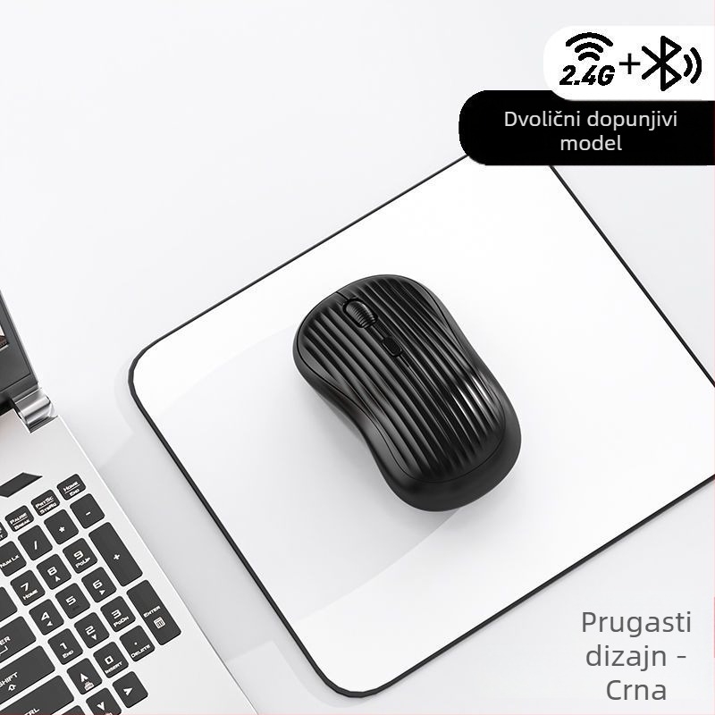 Bluetooth bežični miš za Huawei notebook — 2,4G + Bluetooth, 1600 DPI, ponovno punjiv, tih rad, USB napajanje (uključen kabel za punjenje)