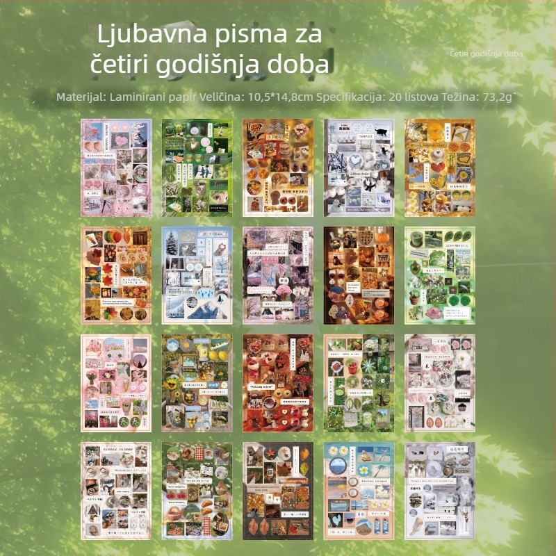 Knjiga naljepnica za kolaže, starinski stil, premazan papir, tisak Yu xian