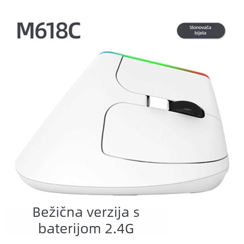 M618C vertikalna miška s bočnim zahvatom, 6 tipki, Bluetooth, optička