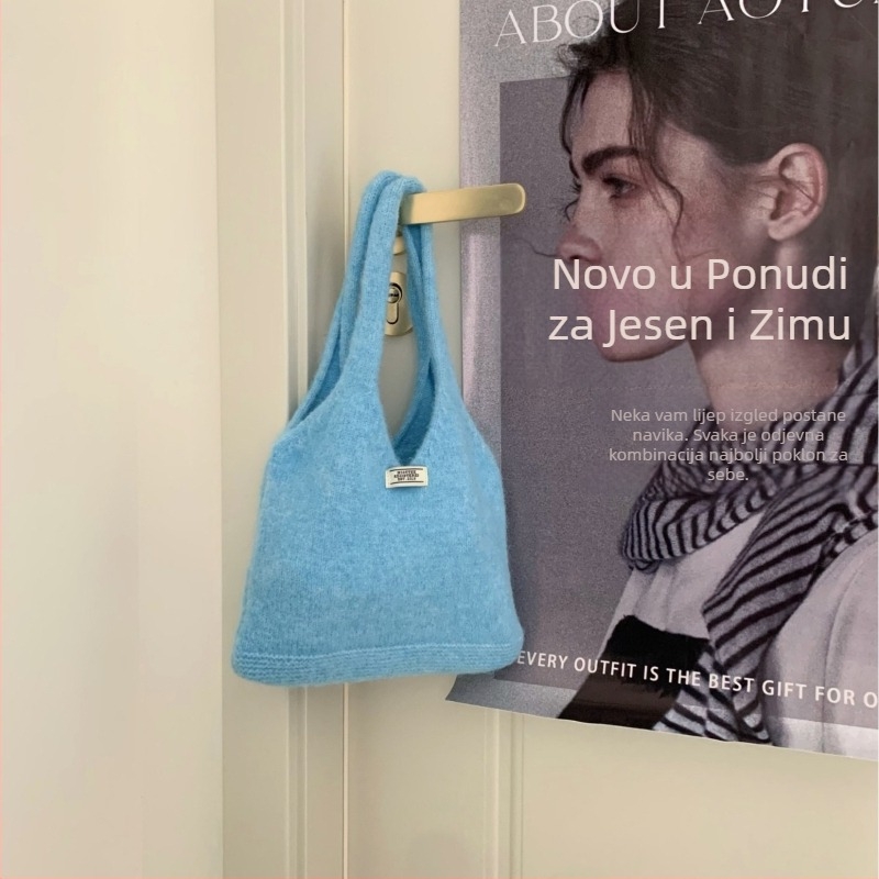 Crvena pletena torba u korejskom stilu za žene, mala dnevna torba
